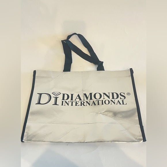 Large Diamonds International Silver and Black Tote Bag 16 x 12 x 5 - Picture 1 of 4
